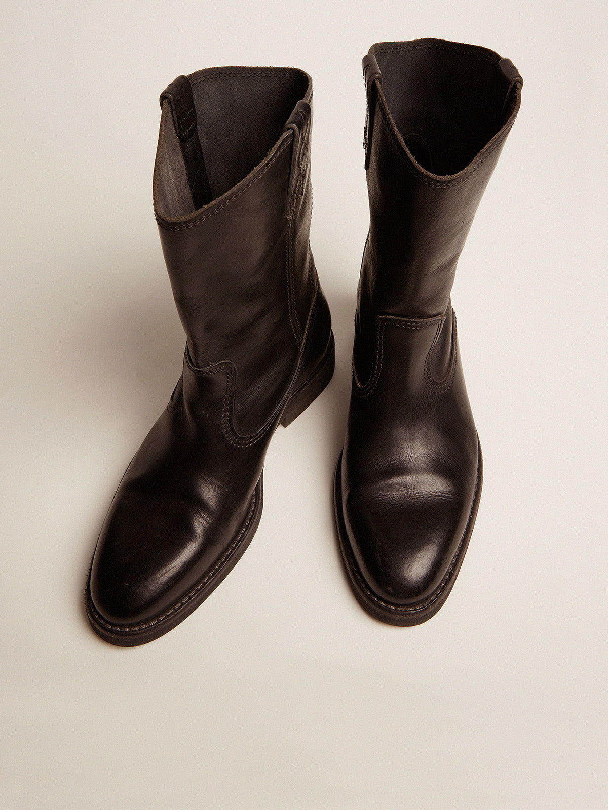 Biker boots in black leather| Golden Goose