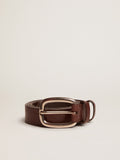 Brown Houston belt in washed leather| Golden Goose