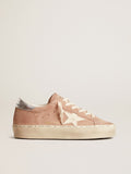 Women's Hi Star in pink suede with cream star and silver leather heel tab| Golden Goose