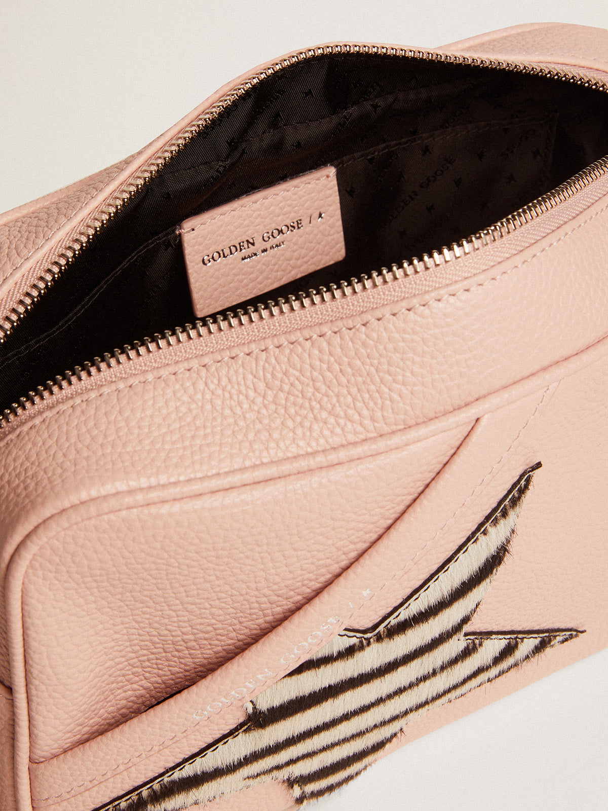 Women's Star Bag in pink leather with zebra print pony skin star| Golden Goose