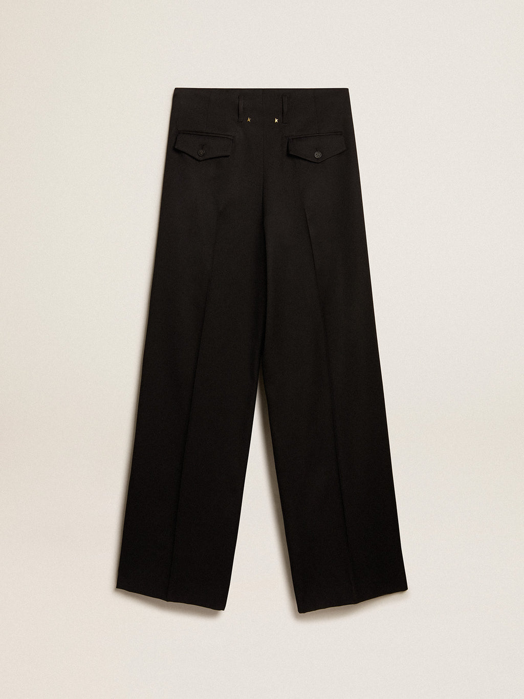 Women's black wool gabardine pants| Golden Goose