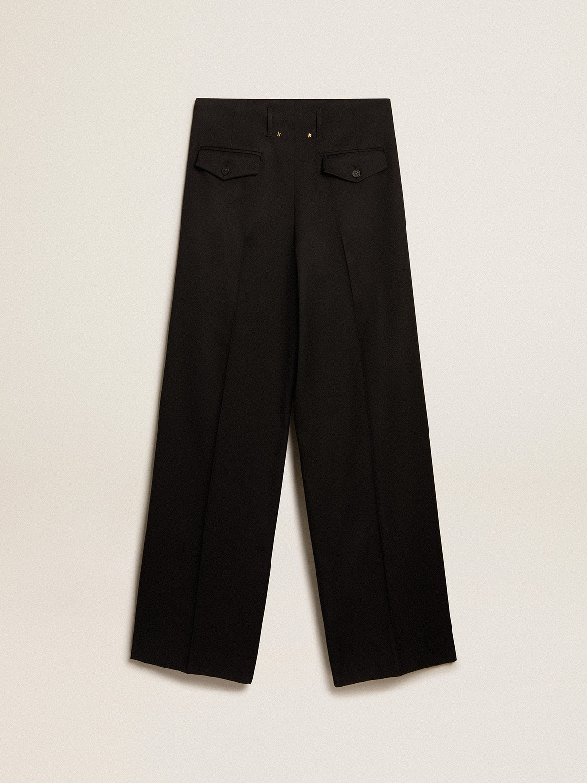 Women's black wool gabardine pants| Golden Goose