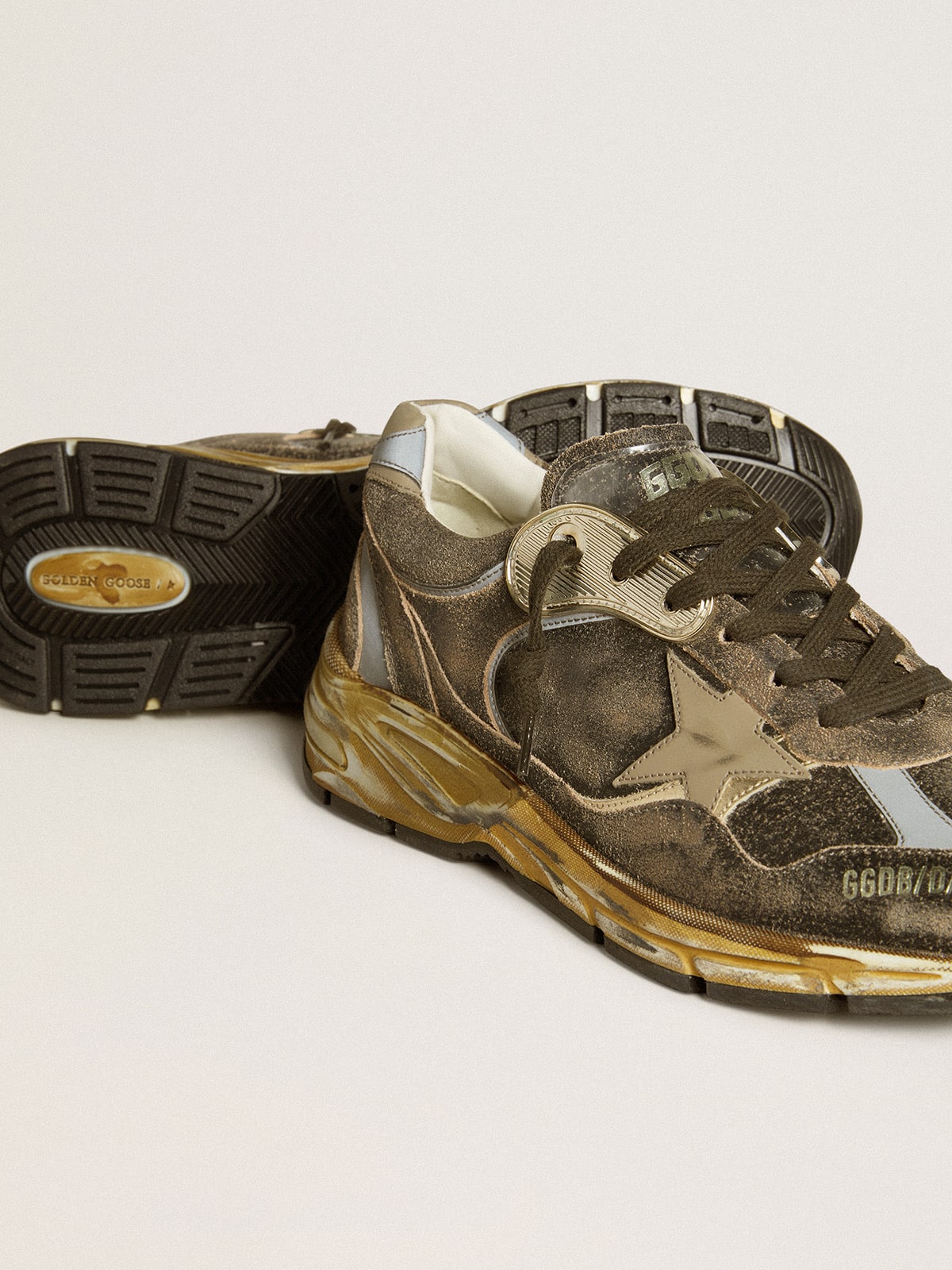 Men's Dad-Star in suede and nylon with khaki leather star and heel tab| Golden Goose