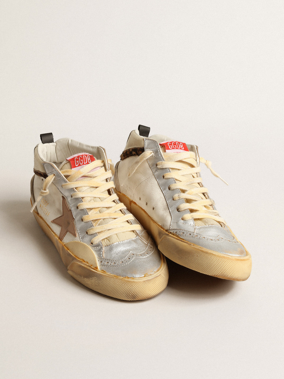 Mid Star LTD with silver metallic leather inserts and pink star| Golden Goose