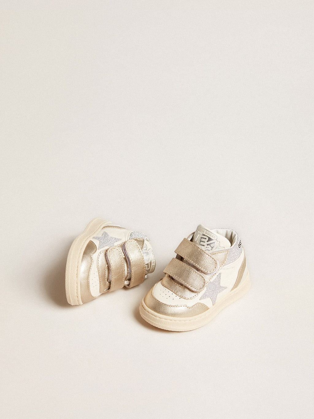 June Junior in nappa and metallic leather inserts with glitter star| Golden Goose