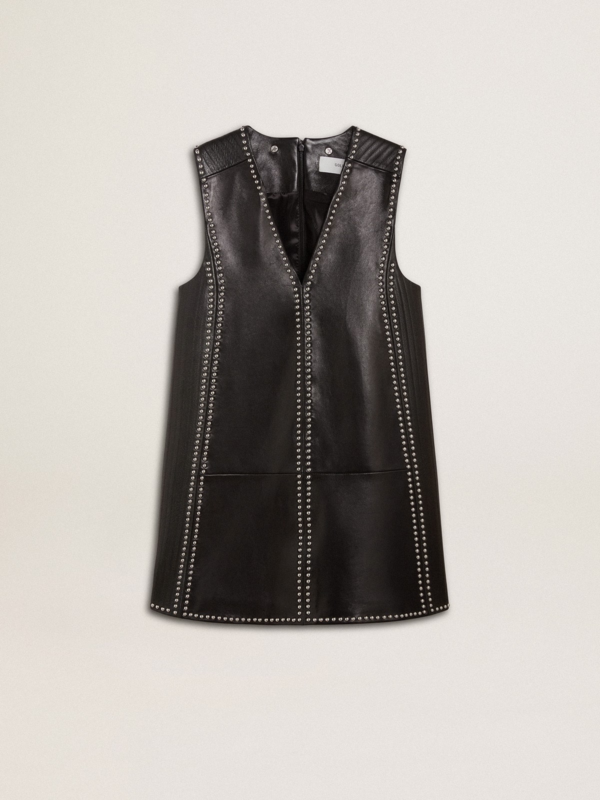 Women's black nappa leather dress with studs| Golden Goose