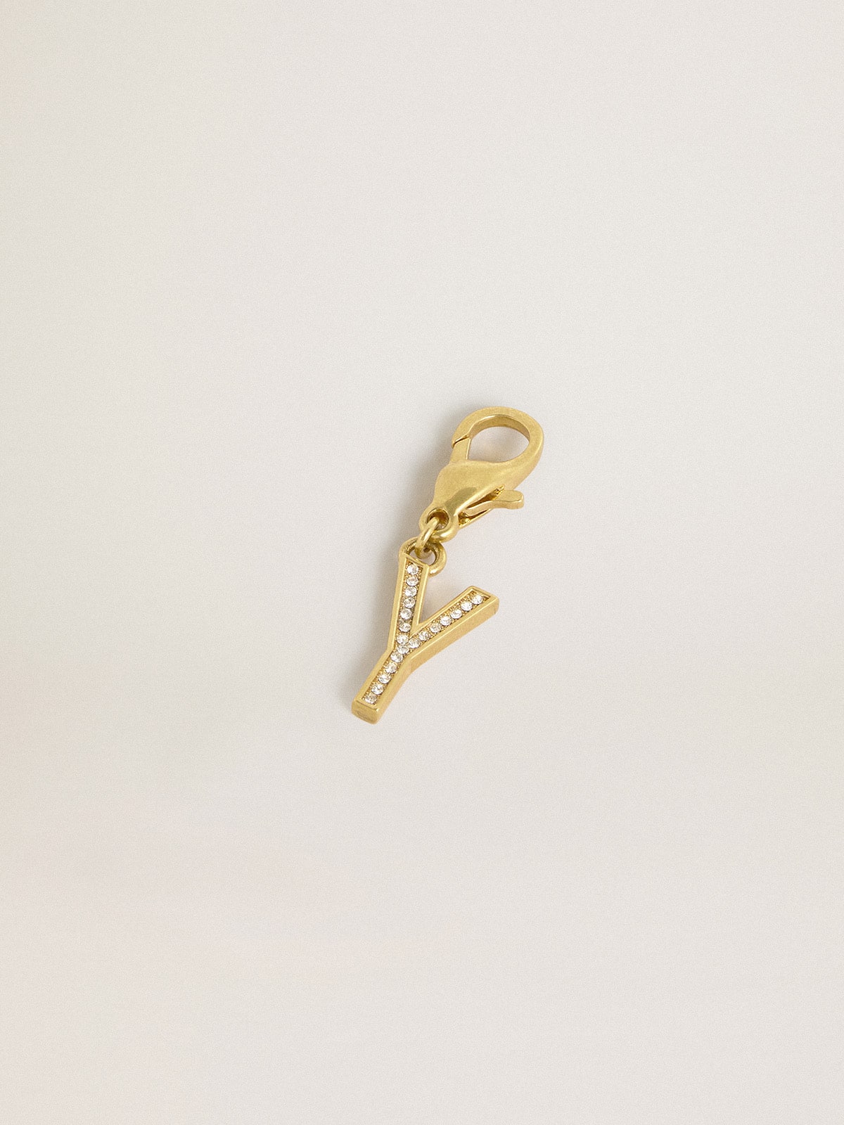 Letter Y charm in gold-colored brass with crystals| Golden Goose