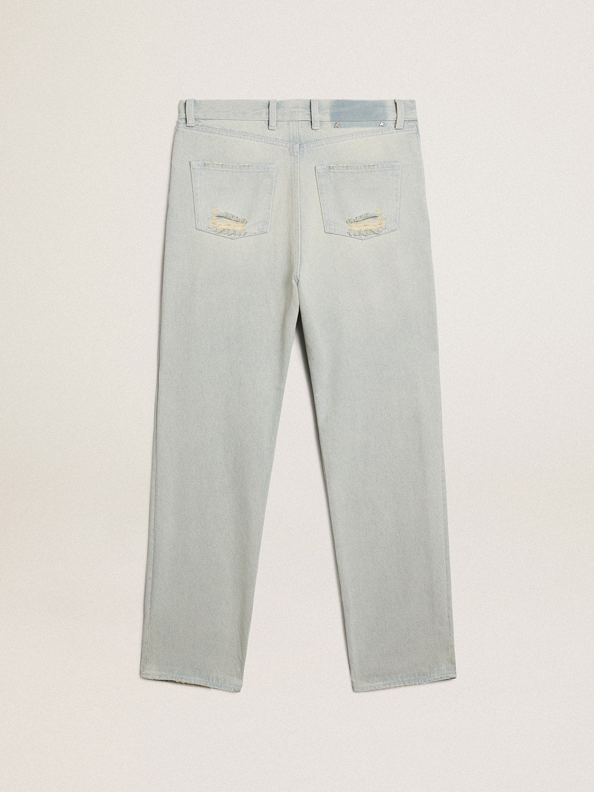 Women's bleached jeans with cabochon crystals| Golden Goose