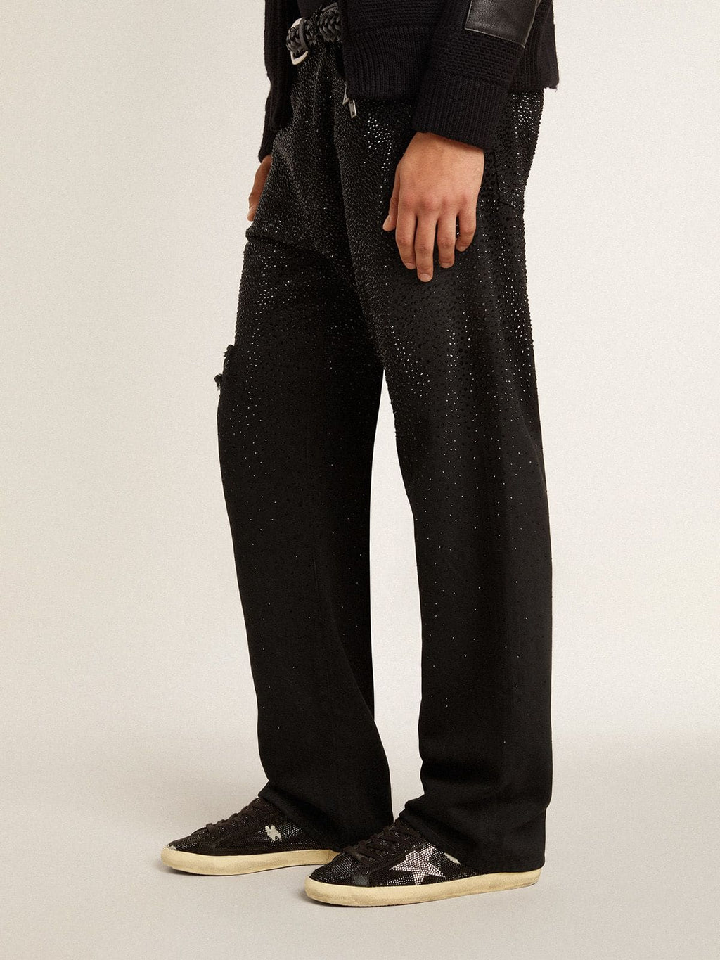 Men's Super-Star in suede and Swarovski crystals with silver star| Golden Goose
