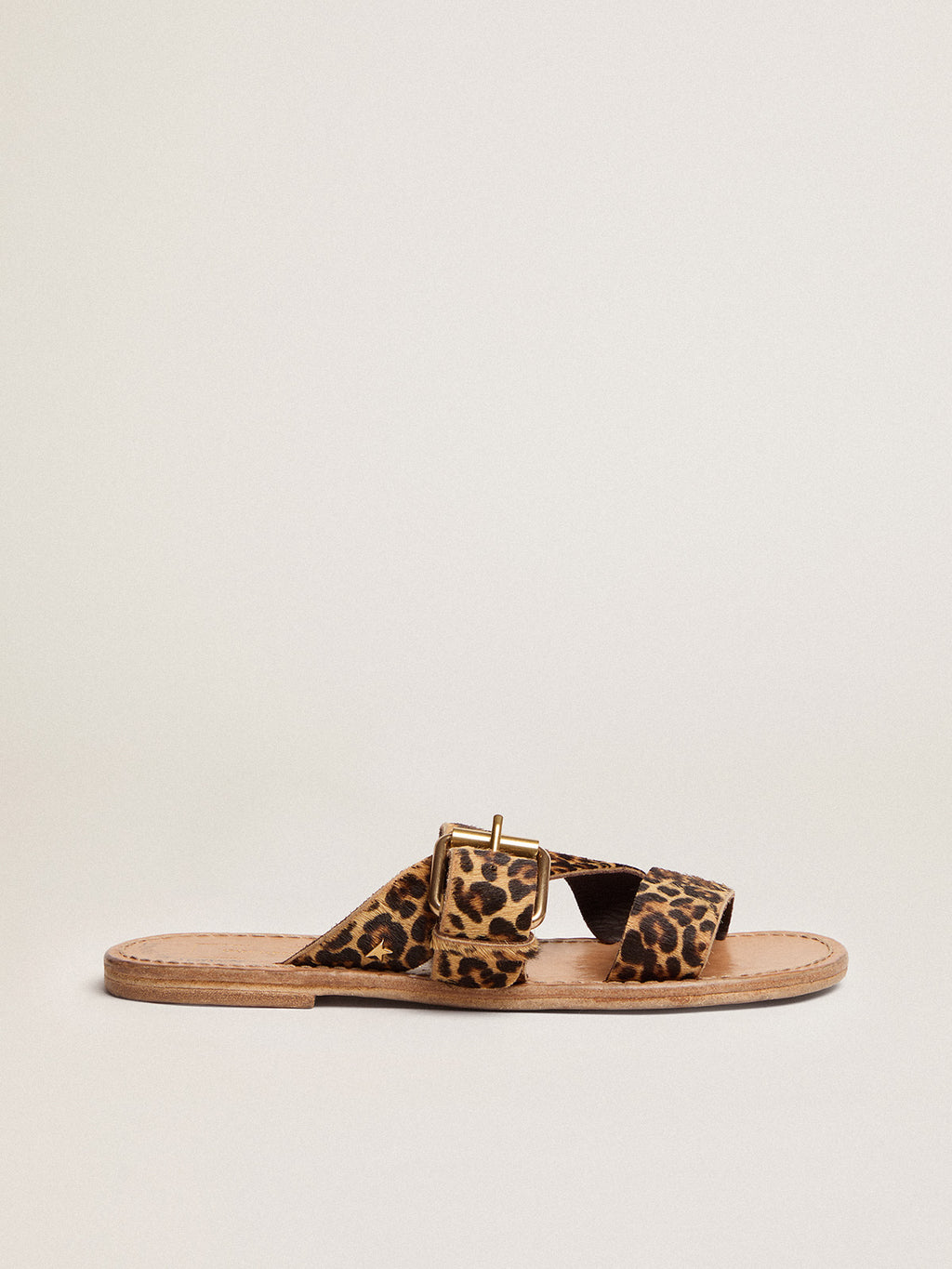 Leopard pony skin sandals for women Margaret| Golden Goose