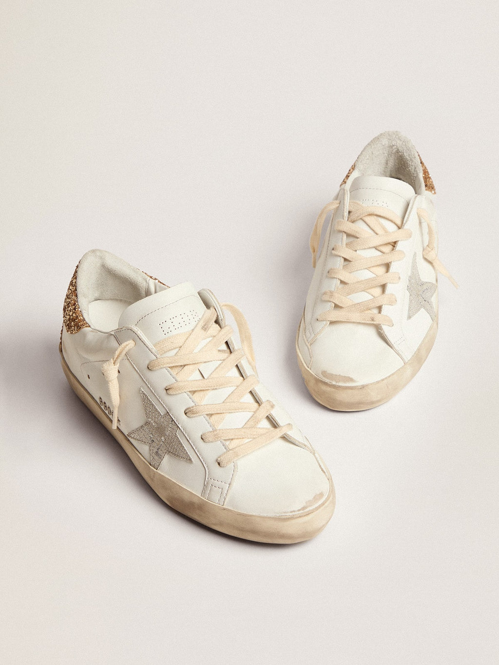 Women's Super-Star with silver leather star and snake print| Golden Goose