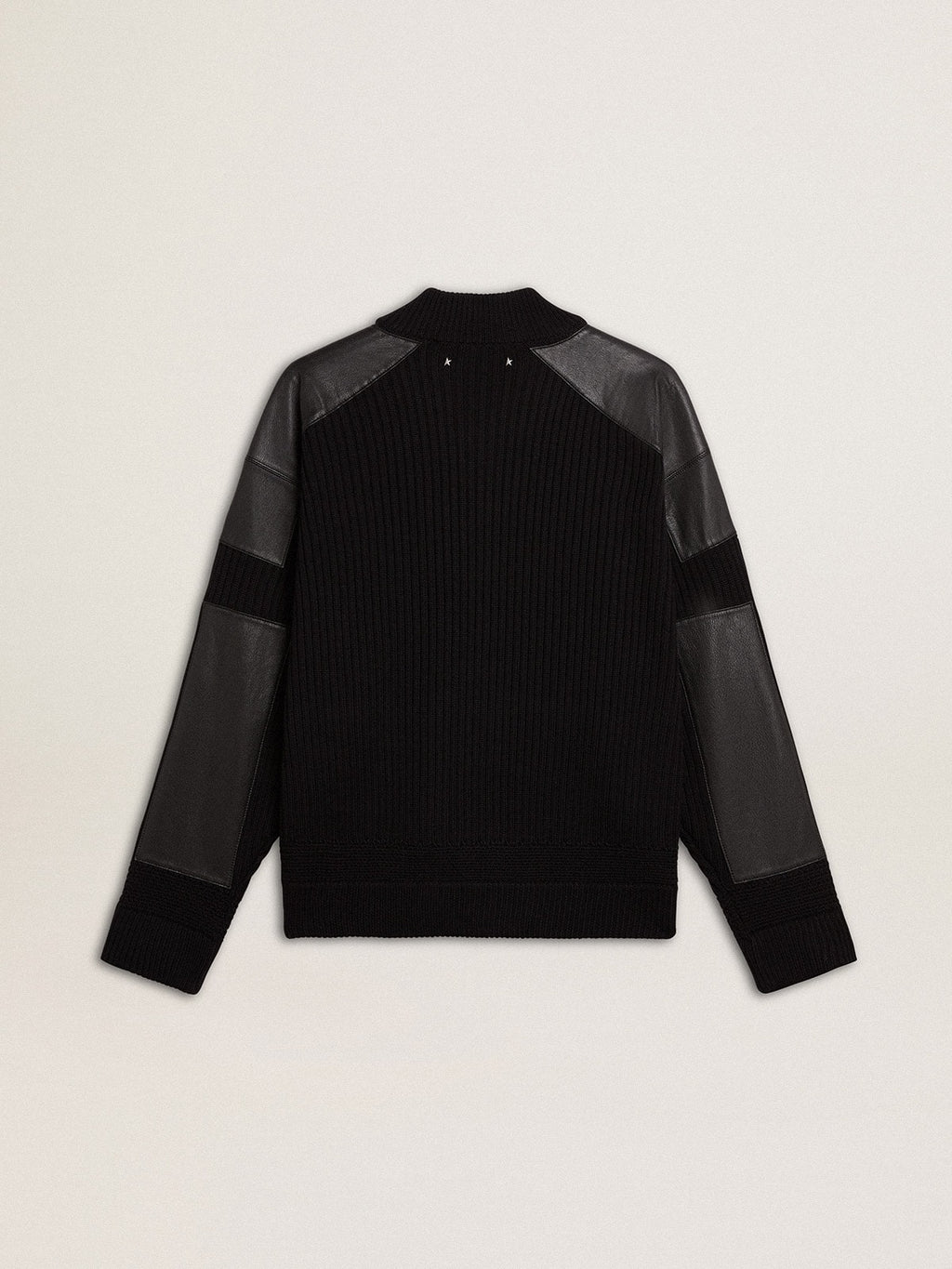 Men's black merino wool jacket with leather patches| Golden Goose