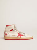 Women's Sky-Star in white nappa with red star and heel tab| Golden Goose