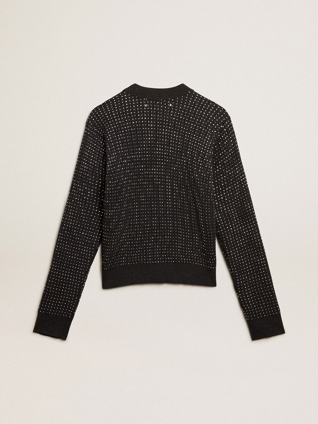 Round-neck sweater in merino wool with all-over crystals| Golden Goose