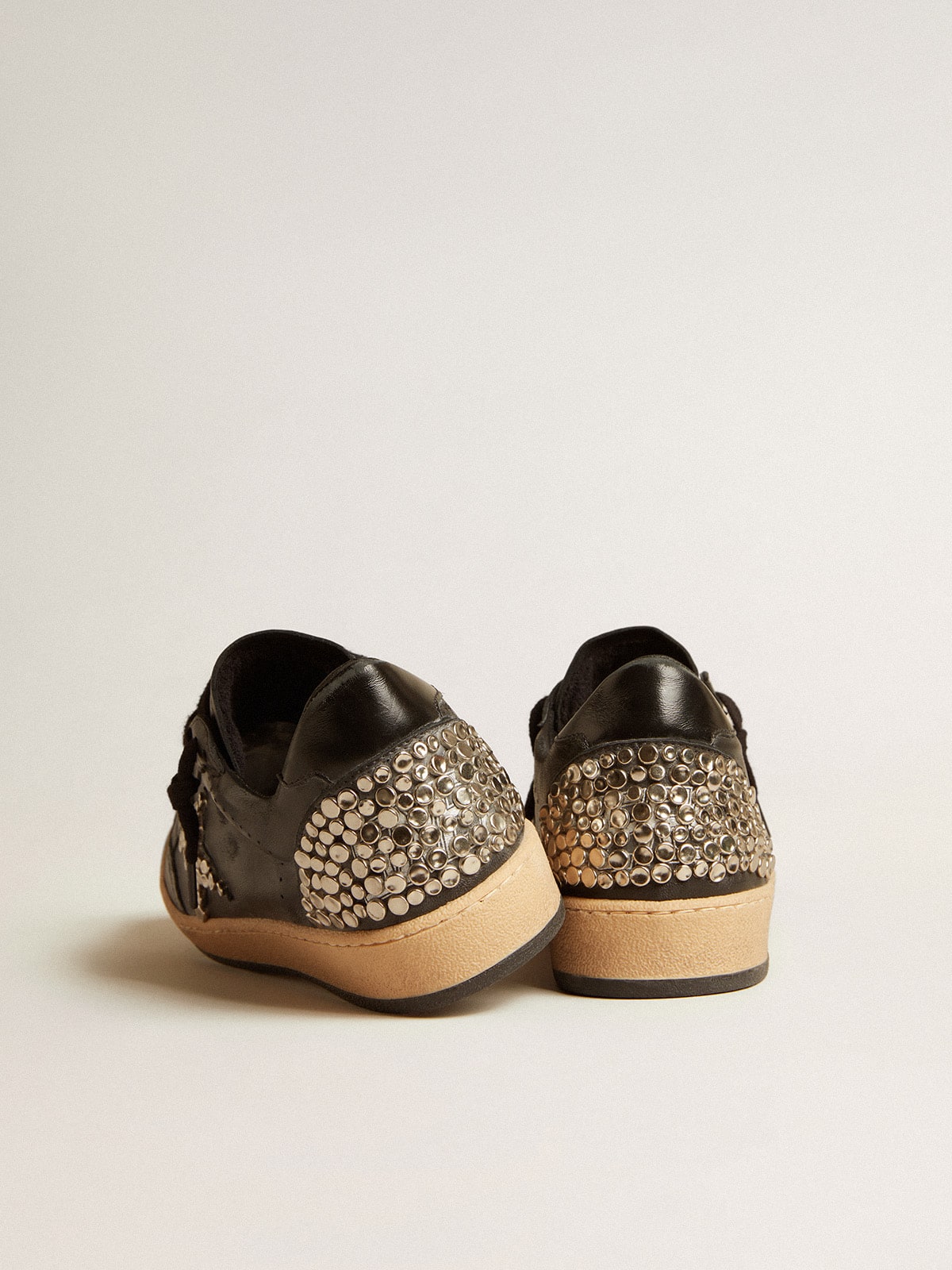 Men's Ball Star LAB in black nappa with studded black leather star| Golden Goose