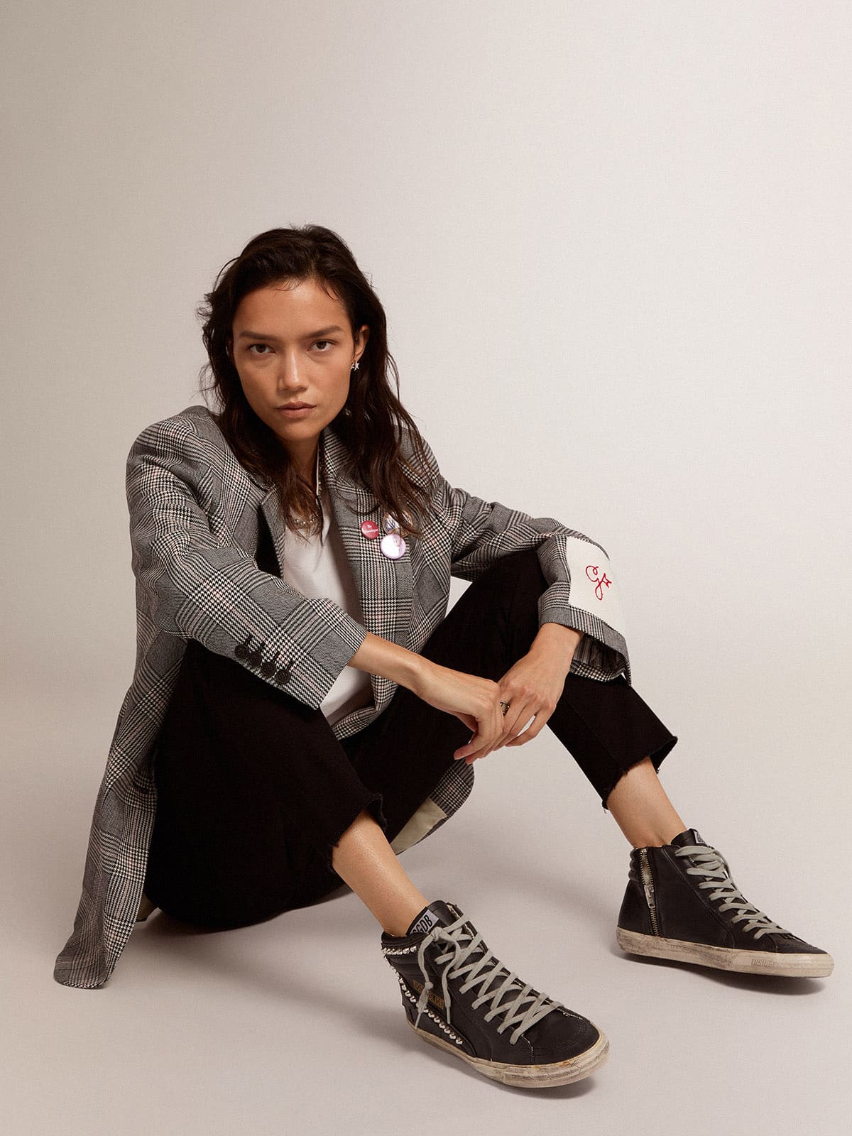 Women's Slide high-top sneakers with studs| Golden Goose
