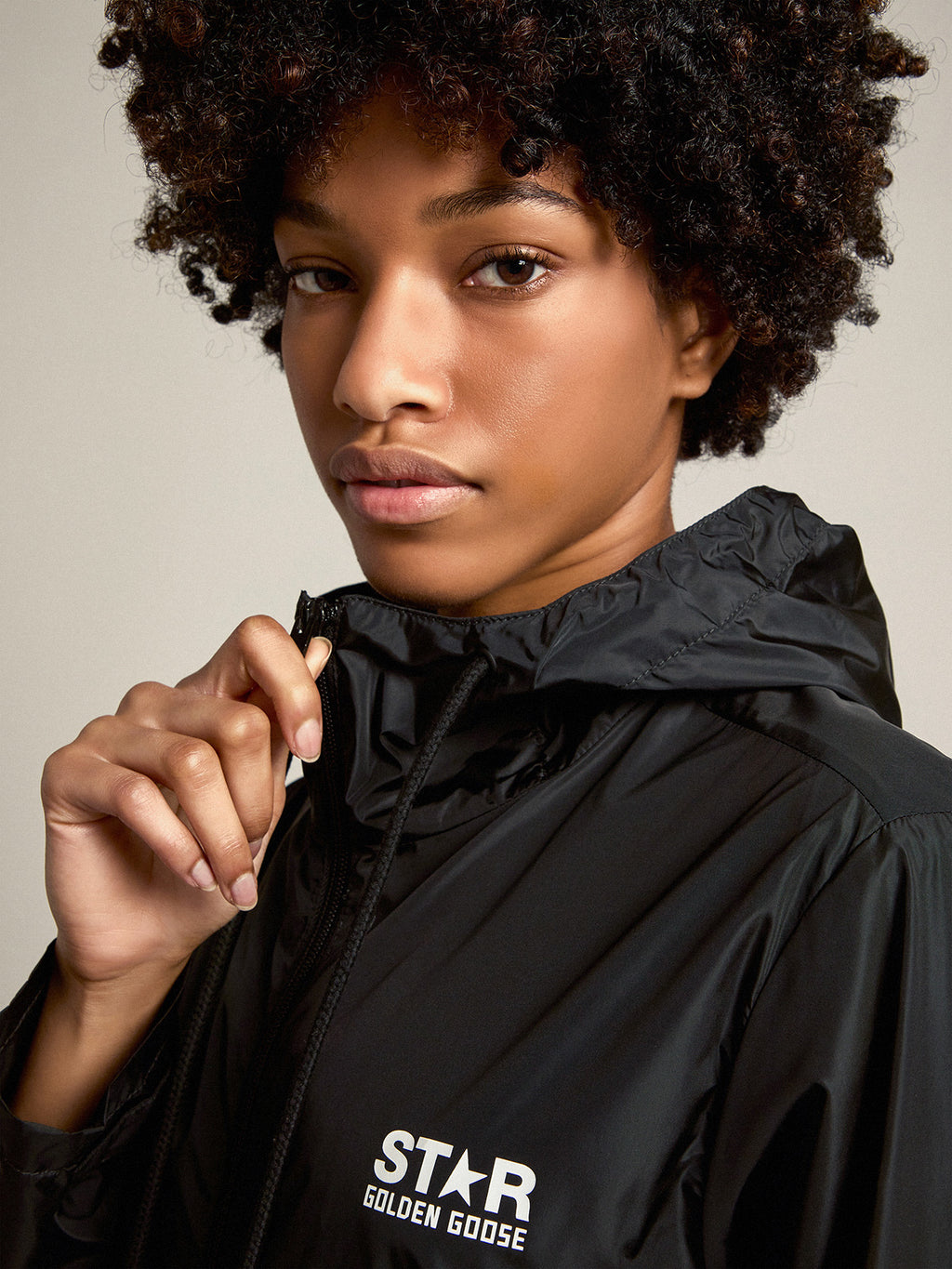 Women's black windbreaker| Golden Goose