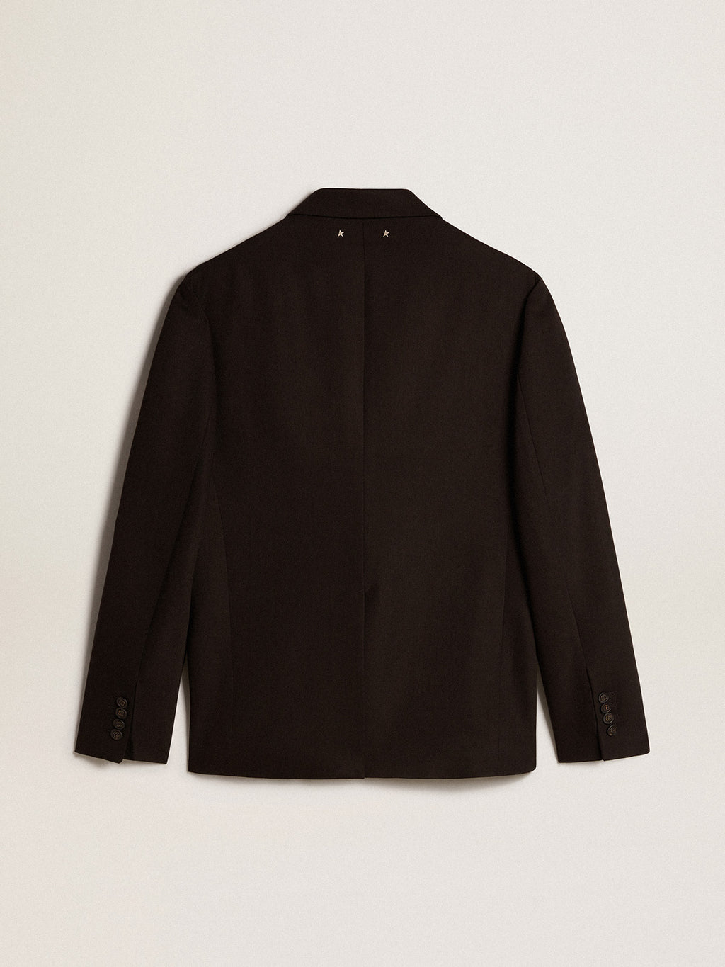 Black wool and viscose blend single-breasted blazer| Golden Goose