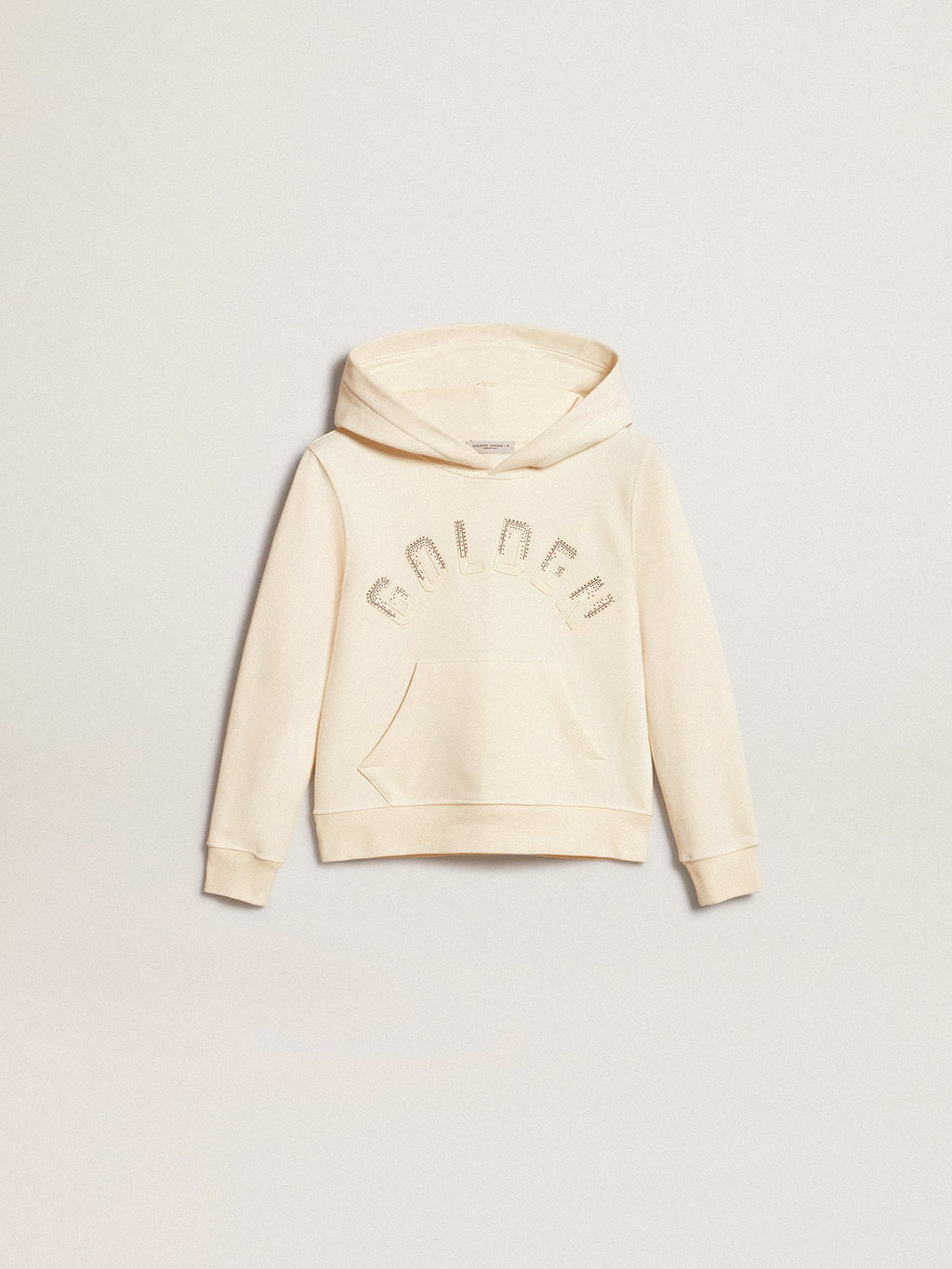 Hooded sweatshirt in aged white with patches| Golden Goose
