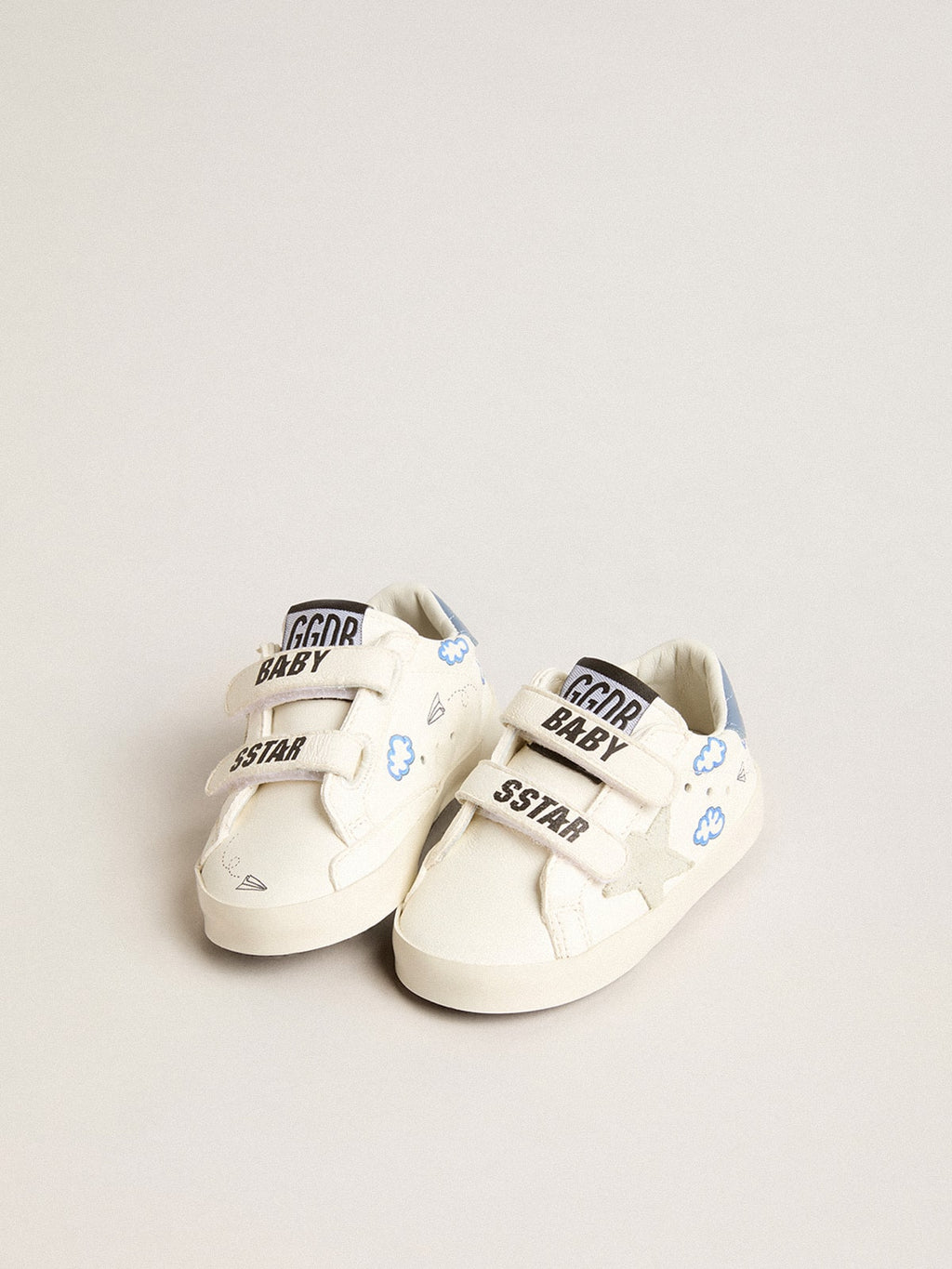 Baby Old School with suede star and light blue leather heel tab| Golden Goose