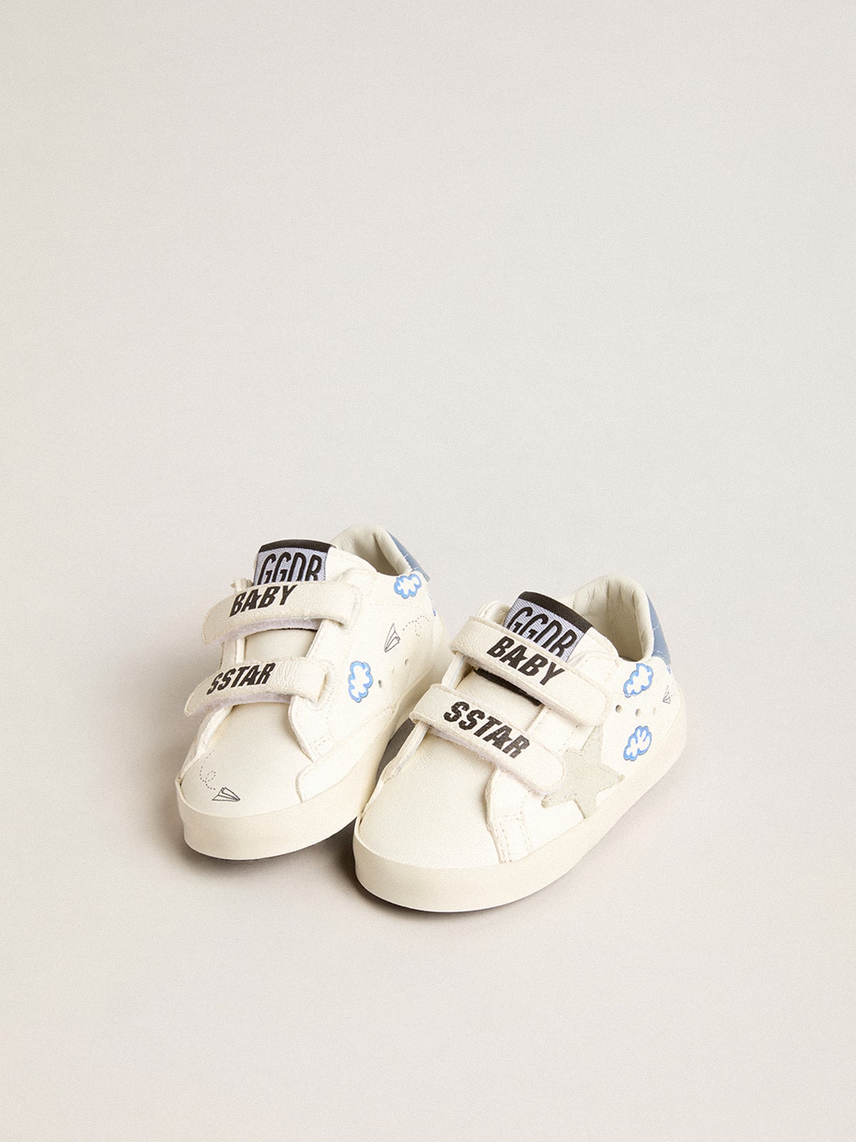 Baby Old School with suede star and light blue leather heel tab| Golden Goose