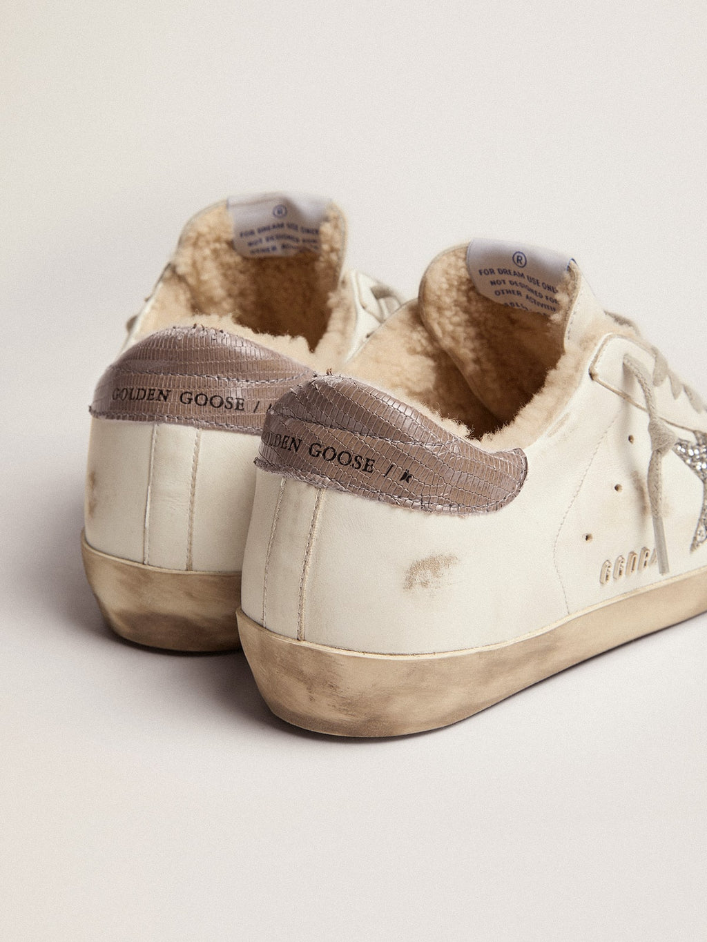 Women's Super-Star with shearling lining and silver glitter star| Golden Goose