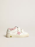 Young May School in white nappa with pink shearling star and lining| Golden Goose
