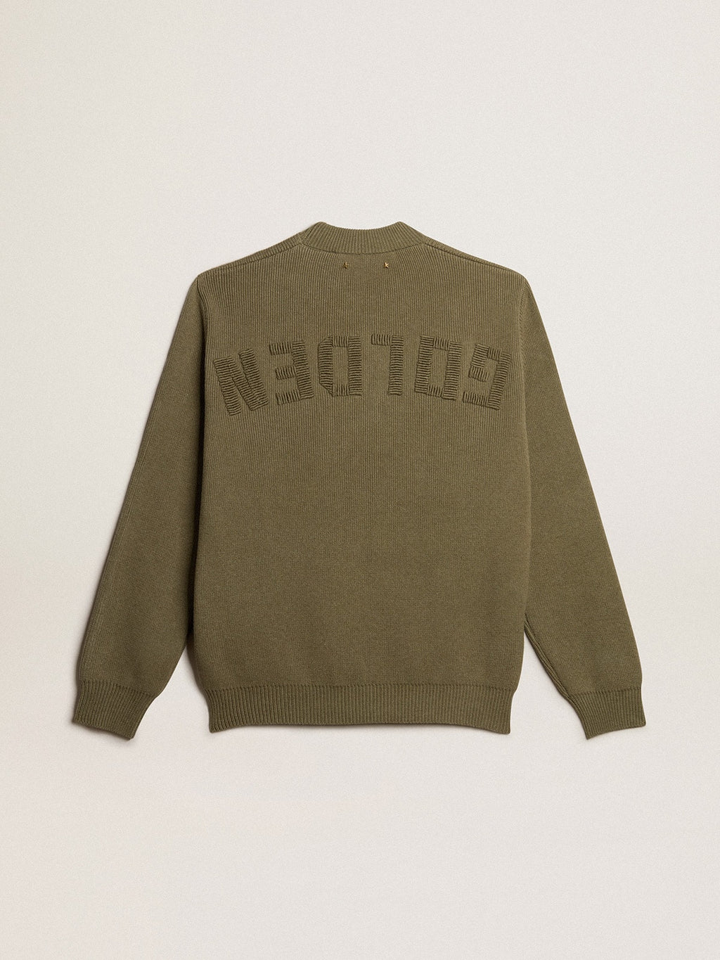 Men's round-neck sweater in cotton with logo on the back| Golden Goose