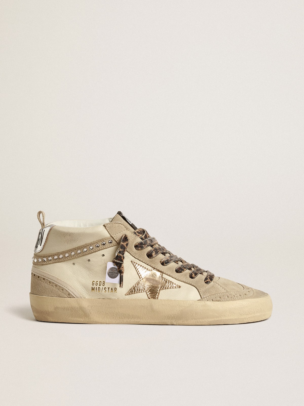 Mid Star with metallic leather star and Swarovski crystal flash| Golden Goose