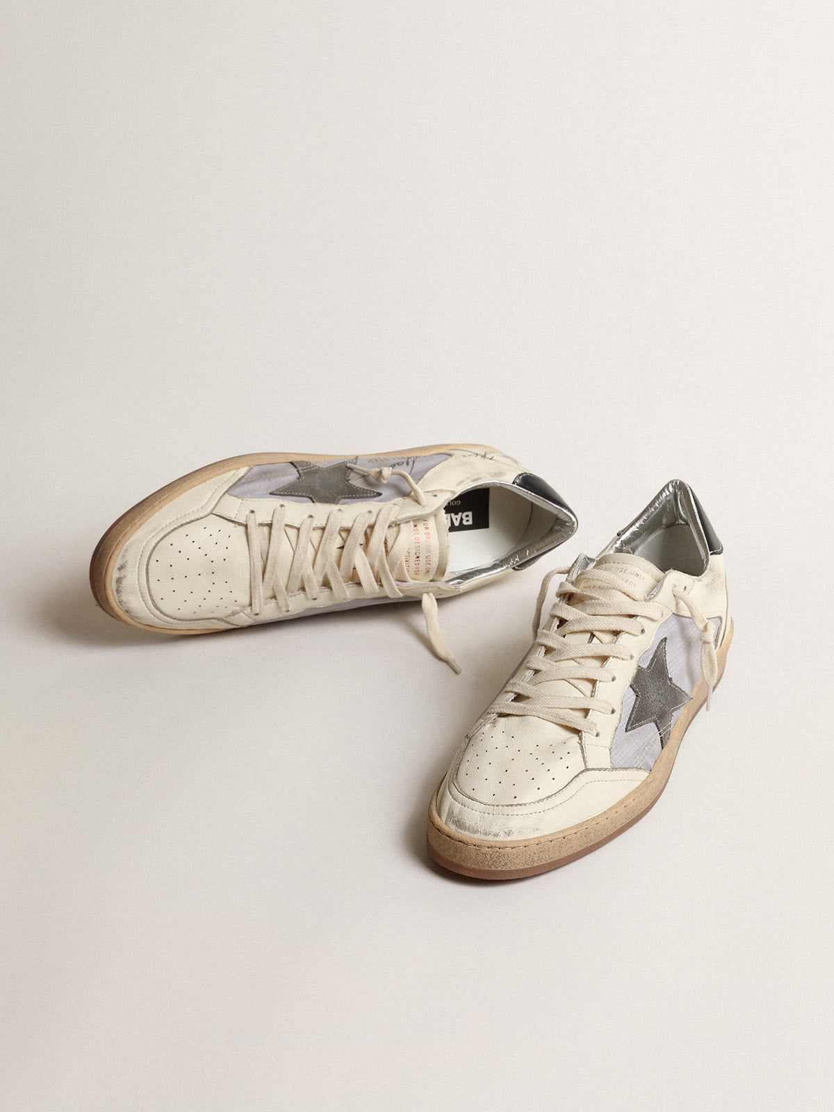 Ball Star in nappa and reflective nylon with dark gray suede star| Golden Goose