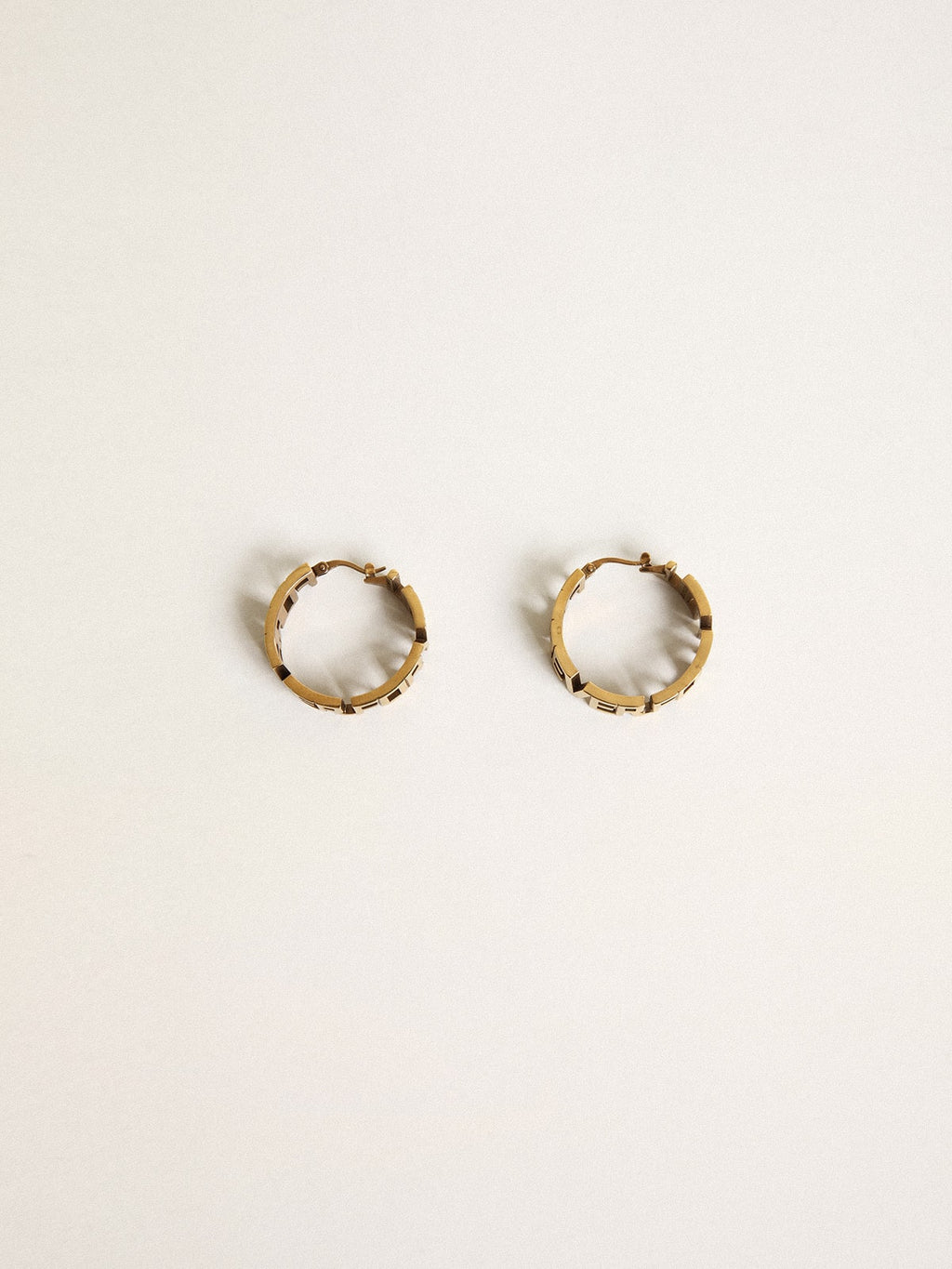 Hoop earrings in antique gold color with Forever For You lettering| Golden Goose