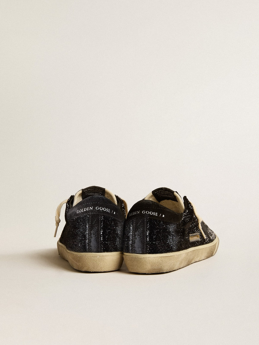 Men's Super-Star in black velvet and suede with black suede star| Golden Goose