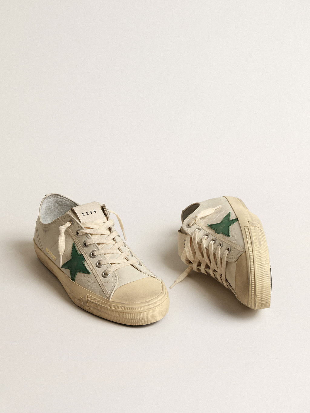 V-Star in glossy leather with green leather star| Golden Goose