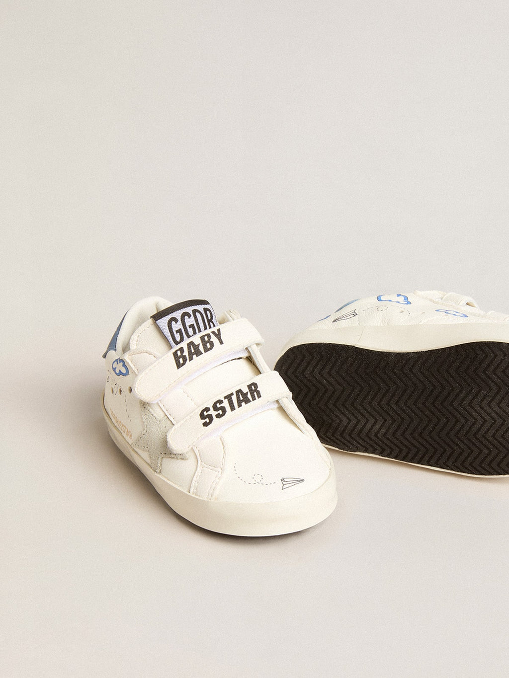 Baby Old School with suede star and light blue leather heel tab| Golden Goose