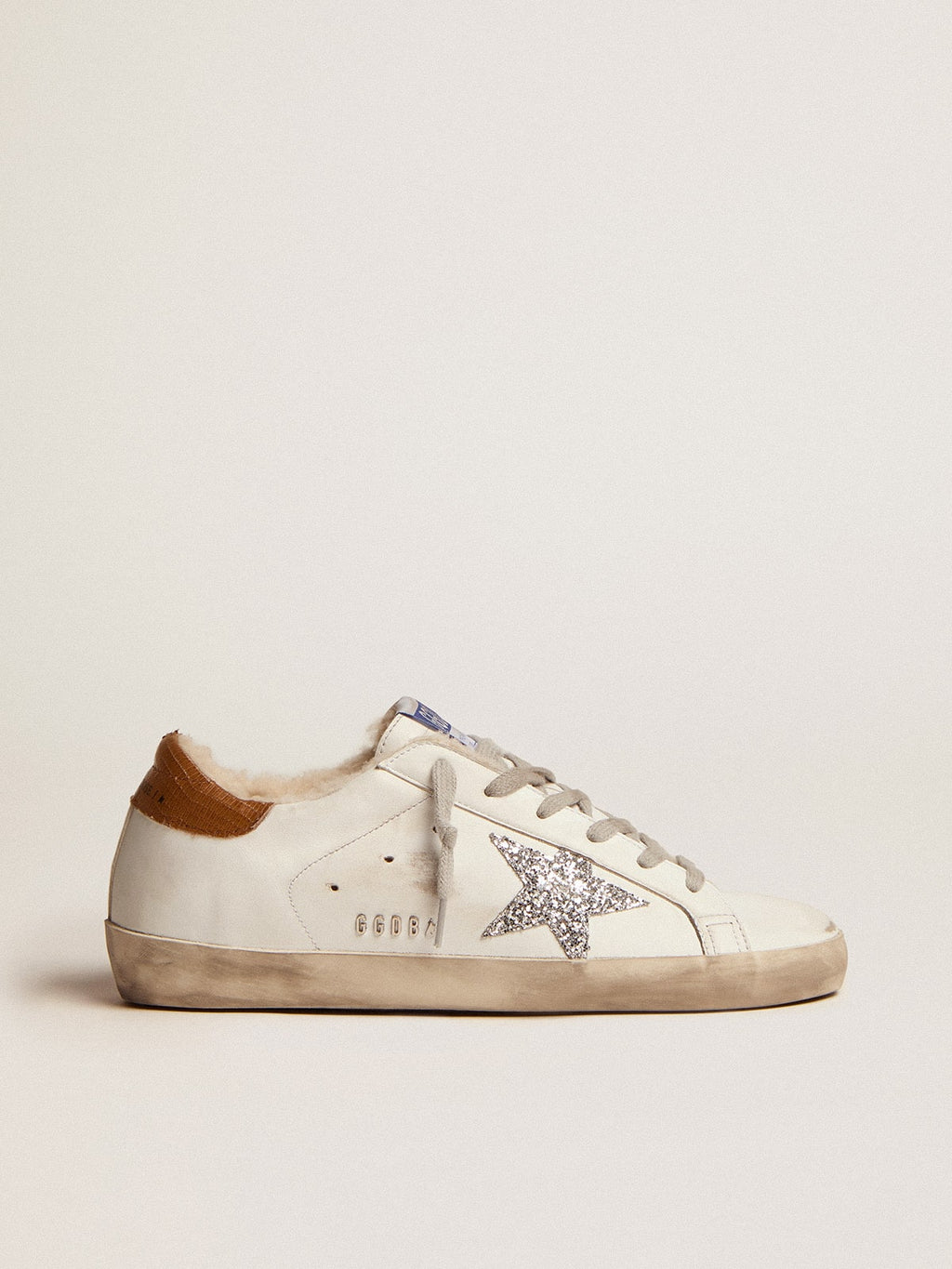 Women's Super-Star with shearling lining and silver glitter star| Golden Goose