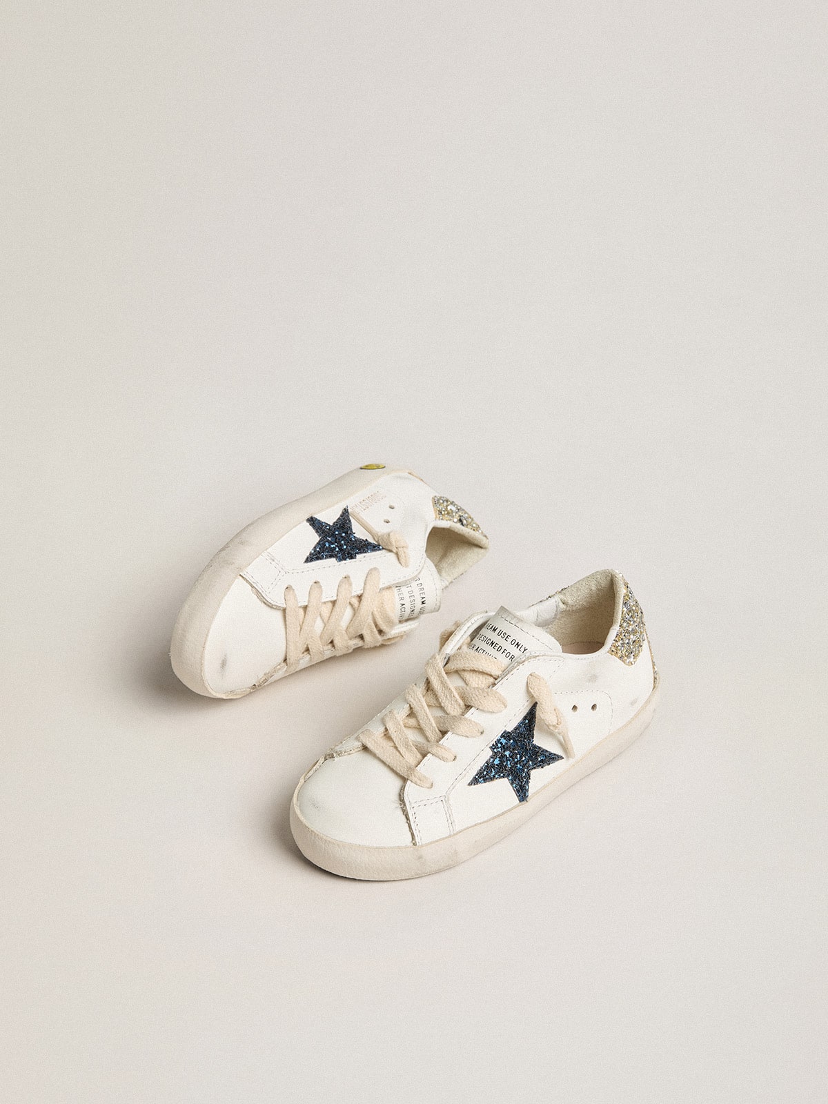 Young Super-Star in leather with glitter star and heel tab| Golden Goose