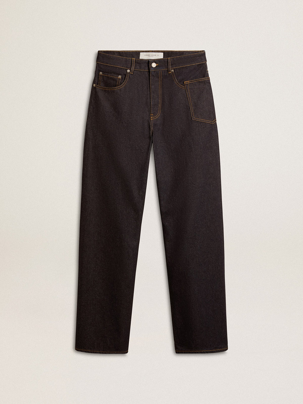 Men's dark blue wide-leg jeans in one-wash denim