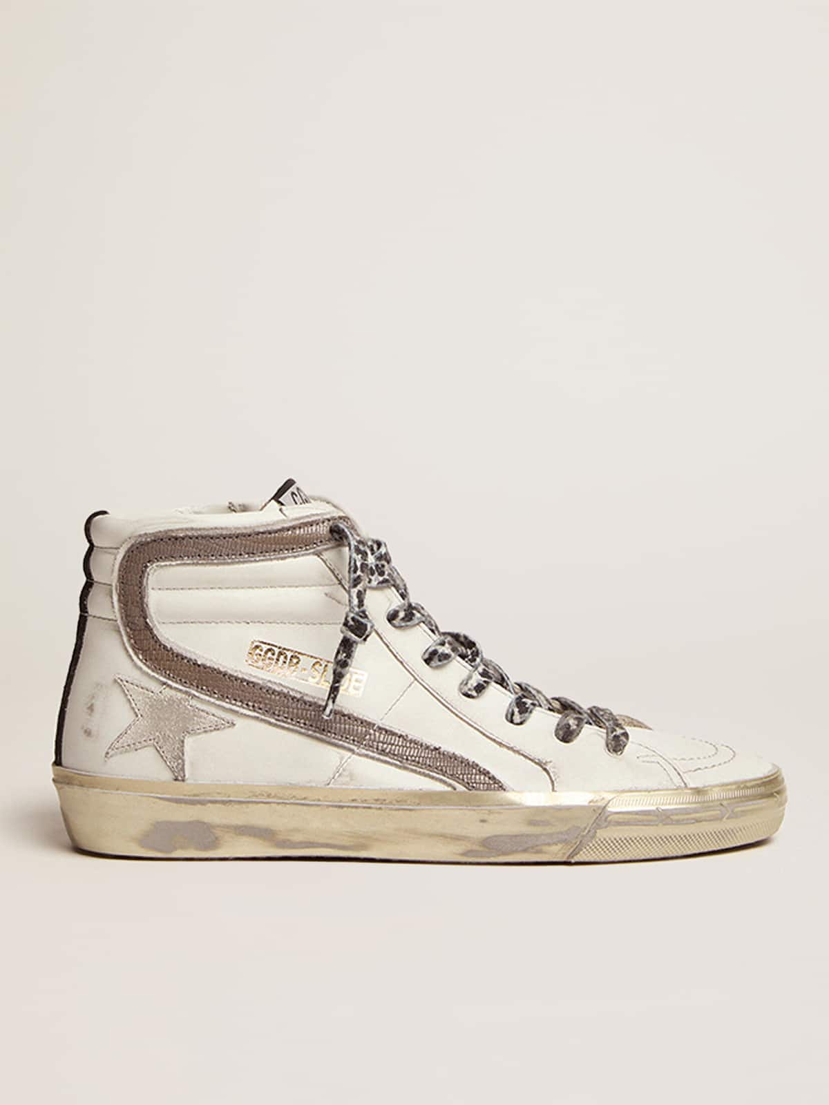 Women's Slide with star in white suede and leather flash| Golden Goose
