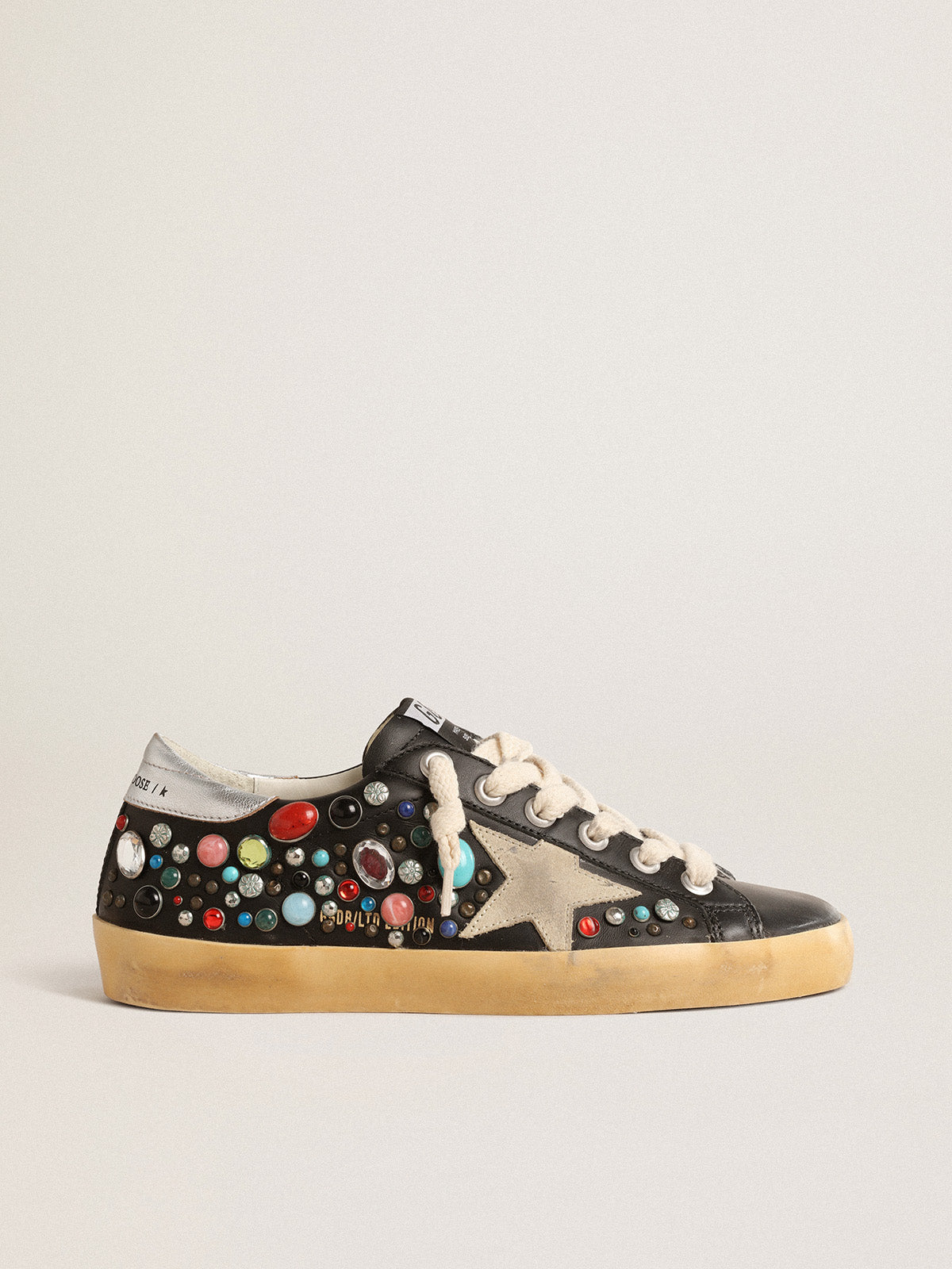 Super-Star with multicolored studs and beige suede star| Golden Goose