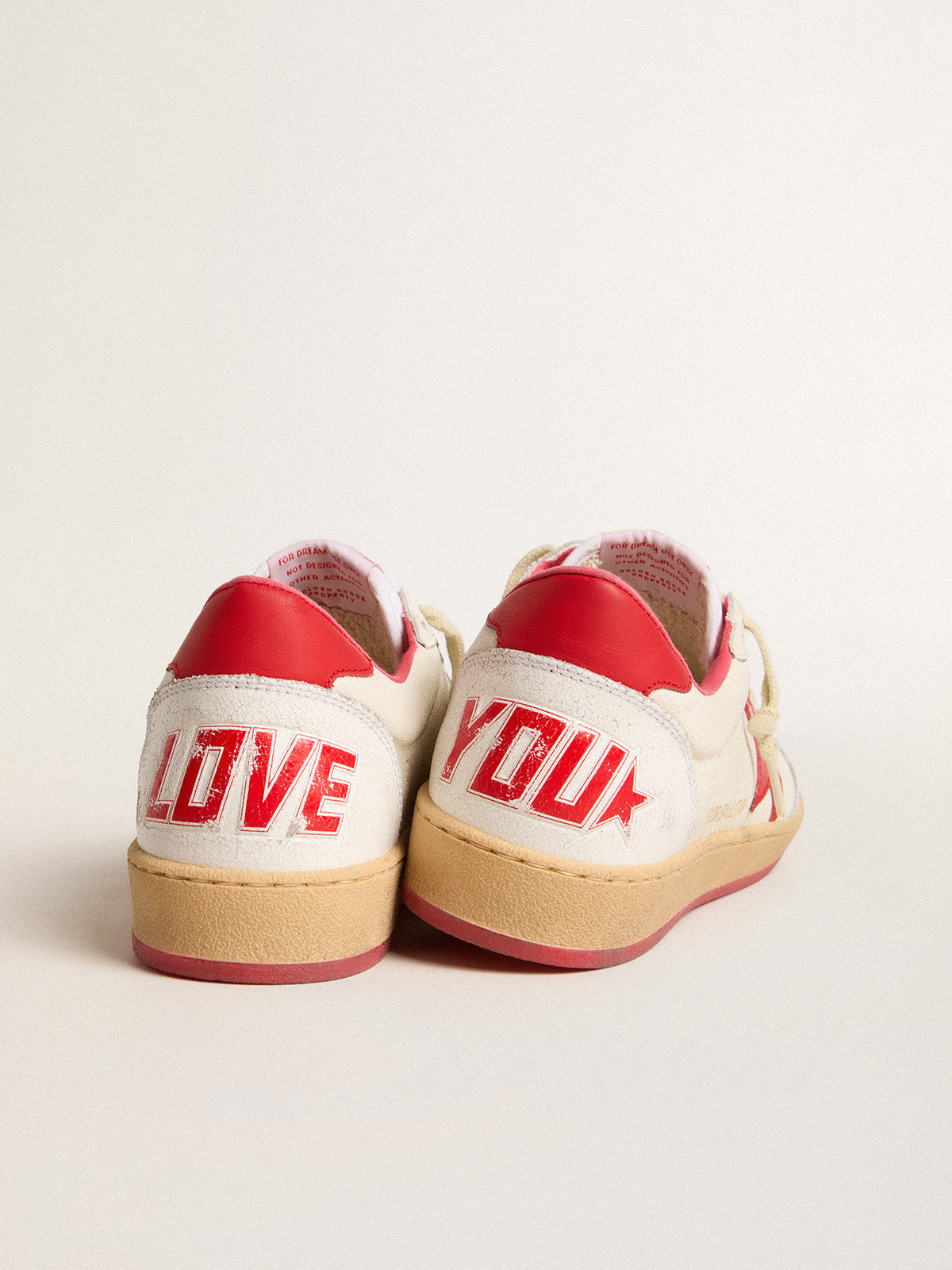 Men's Ball Star  Wishes in white leather with a red star and heel tab| Golden Goose