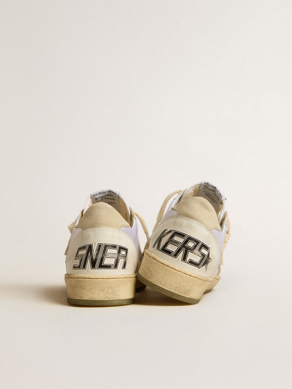 Ball Star in nylon and leather with pink and light blue star and beige heel tab| Golden Goose