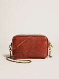 Mini Star Bag in rust-colored snake-print leather| Golden Goose