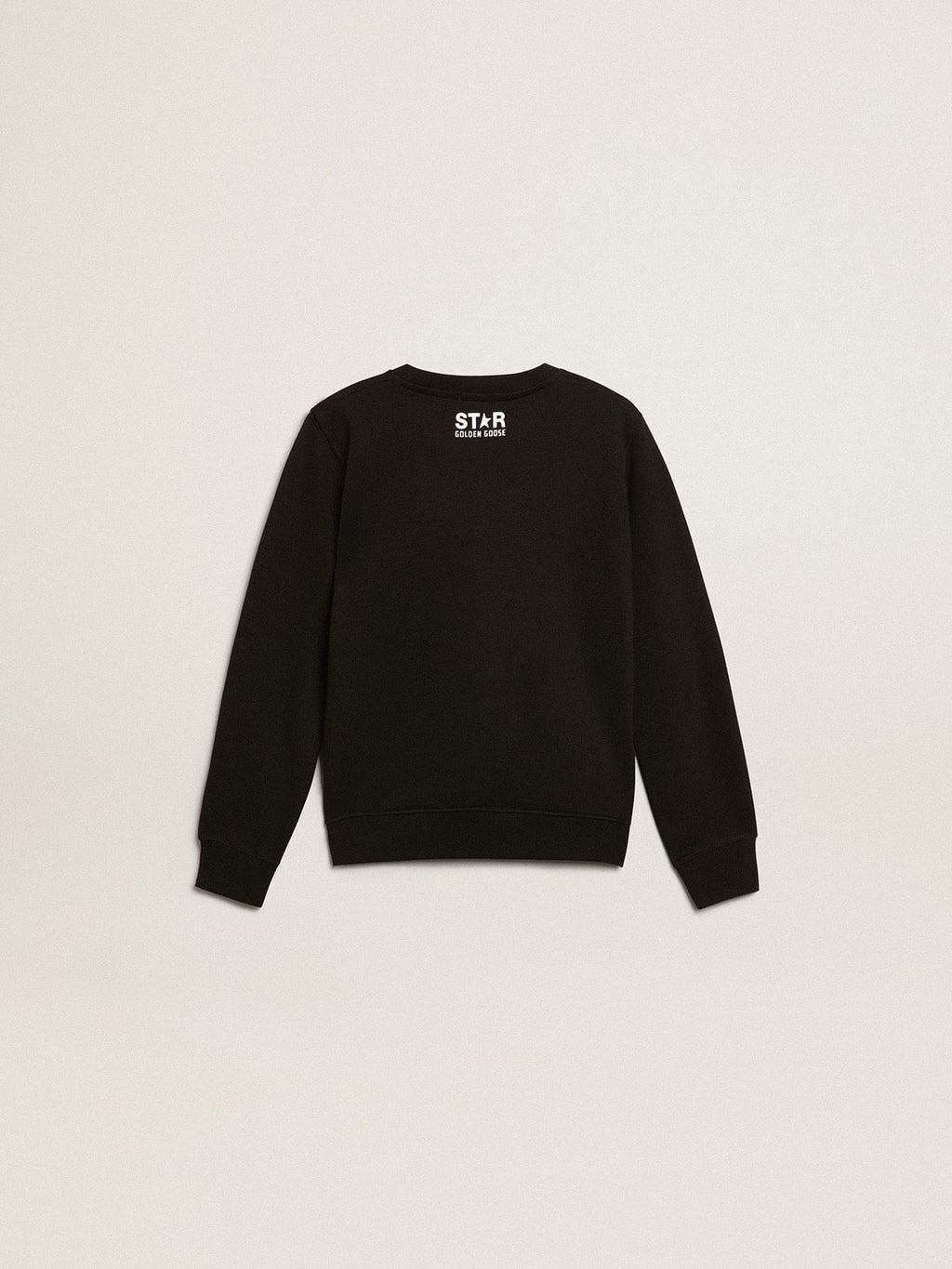 Boys' black sweatshirt with white maxi star on the front| Golden Goose