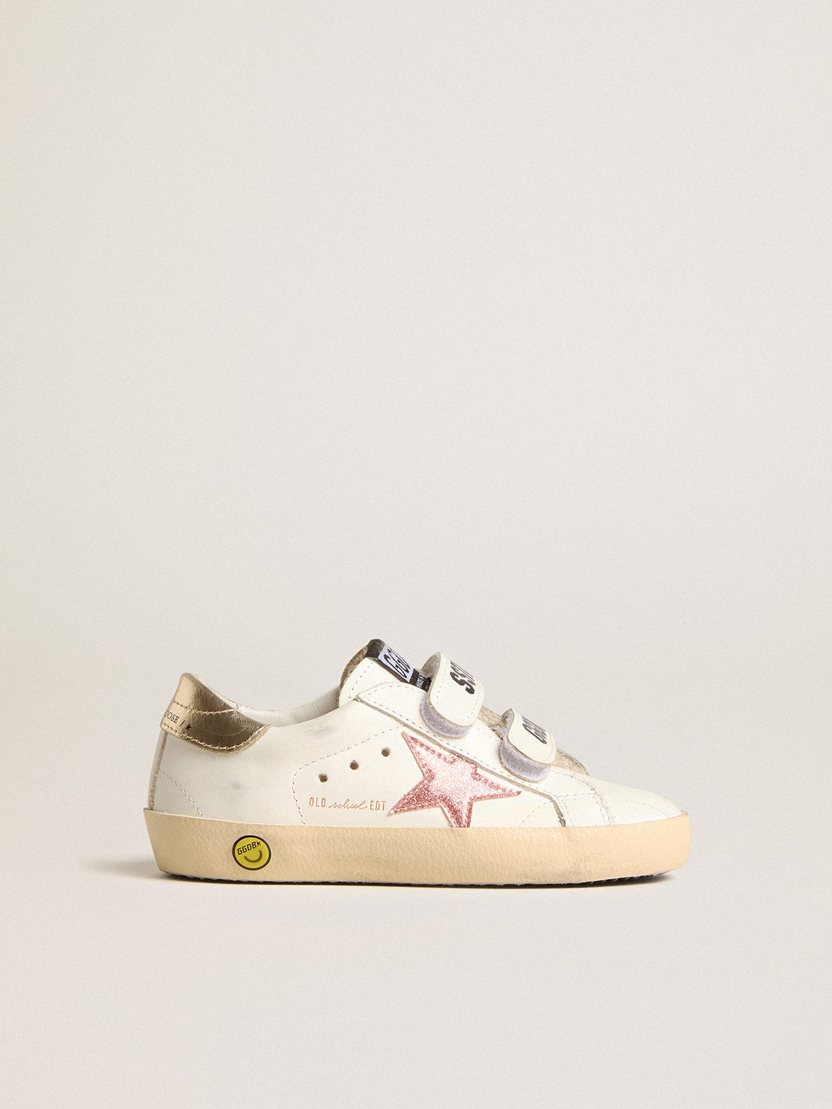 Young Old School in leather with metallic peach leather star| Golden Goose