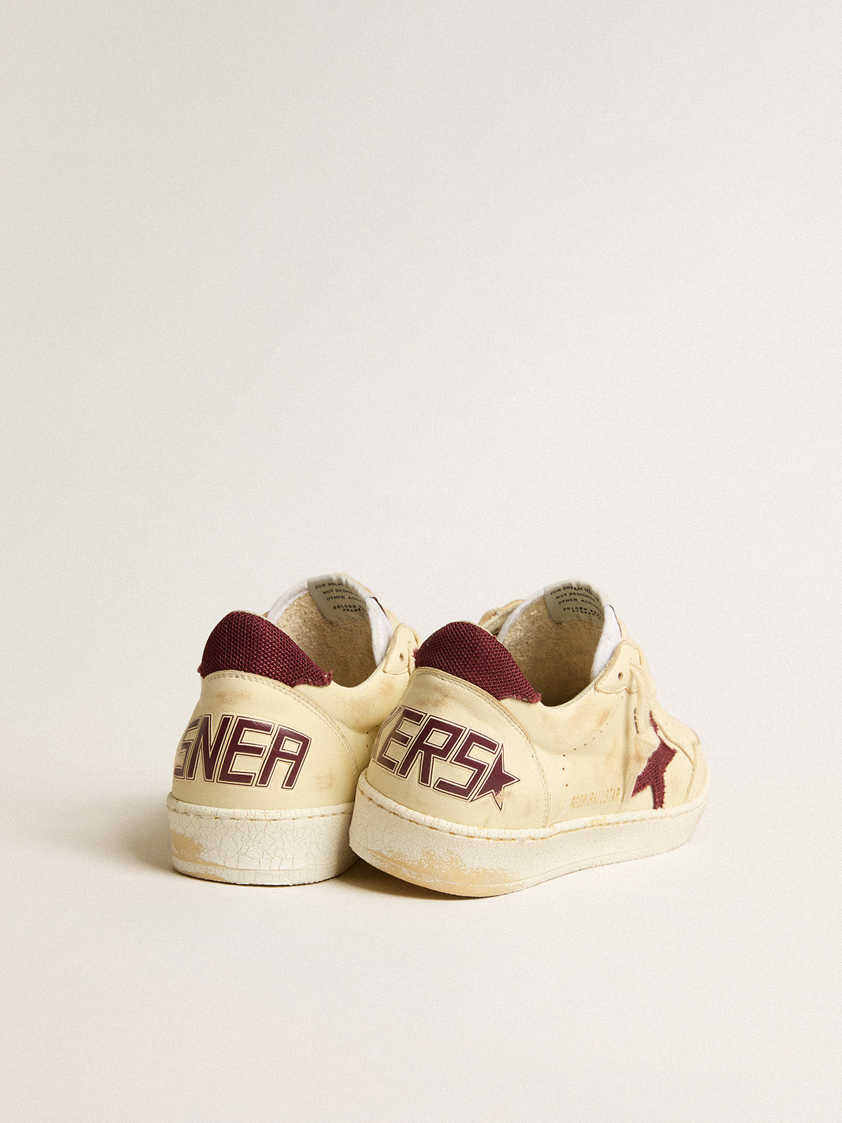Ball Star in beige nappa with burgundy mesh star and heel tab| Golden Goose