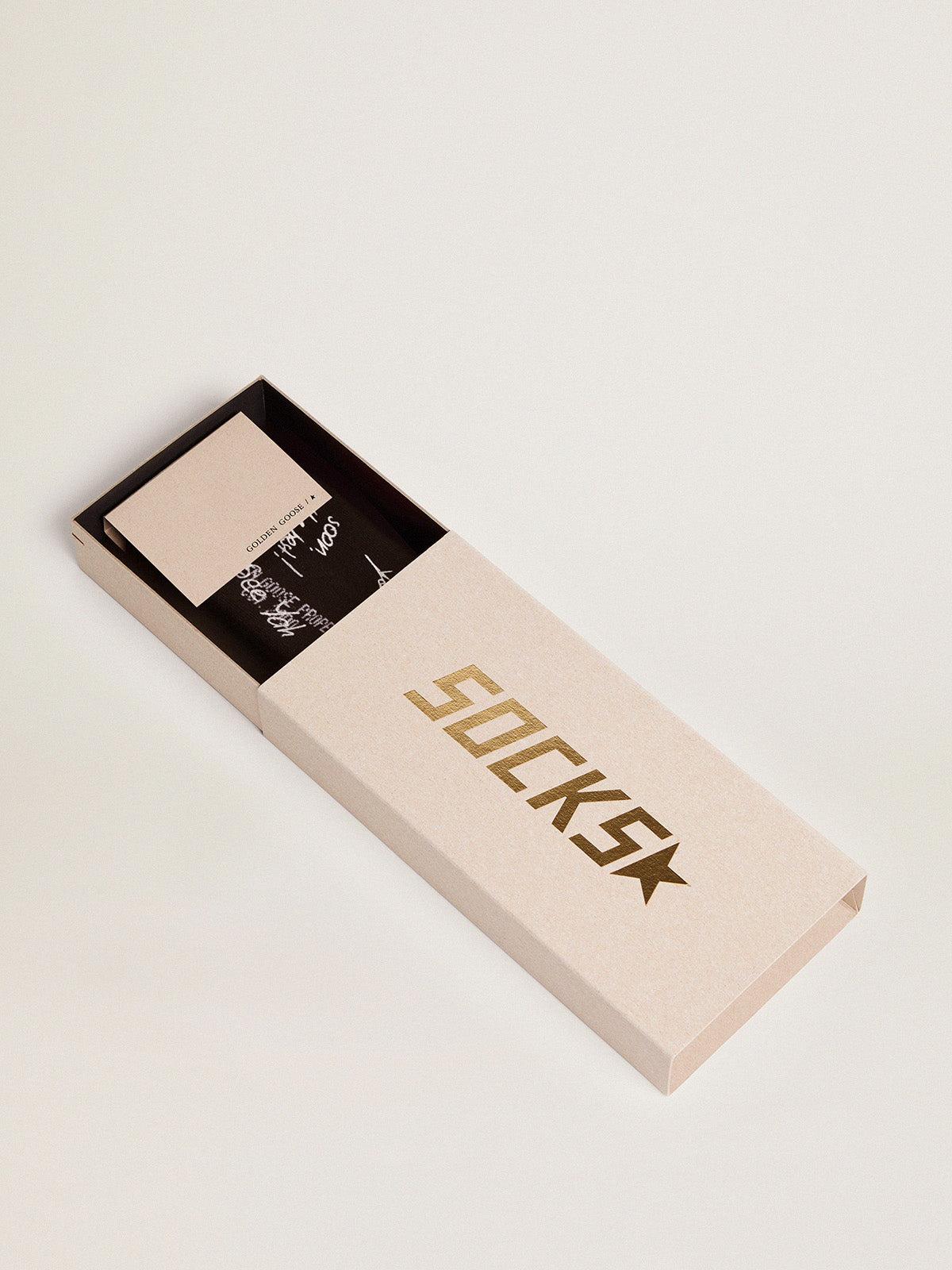 Black socks with white Golden Statement lettering| Golden Goose