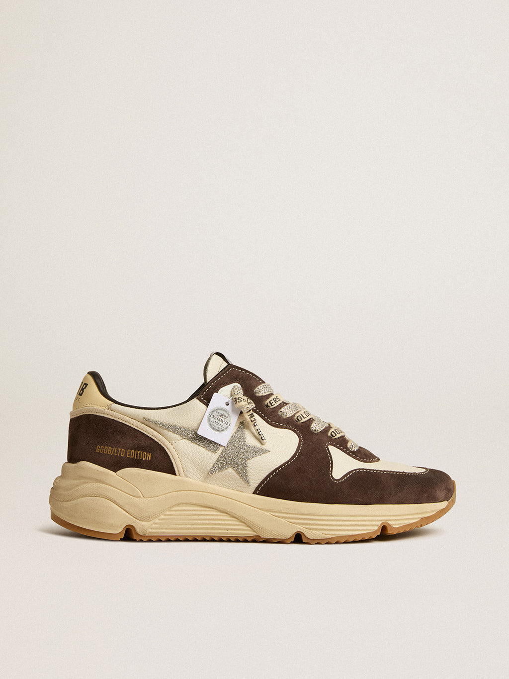 Running Sole LTD in nappa and brown suede with a Swarovski star| Golden Goose