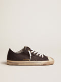 Men's V-Star black leather with leather star| Golden Goose