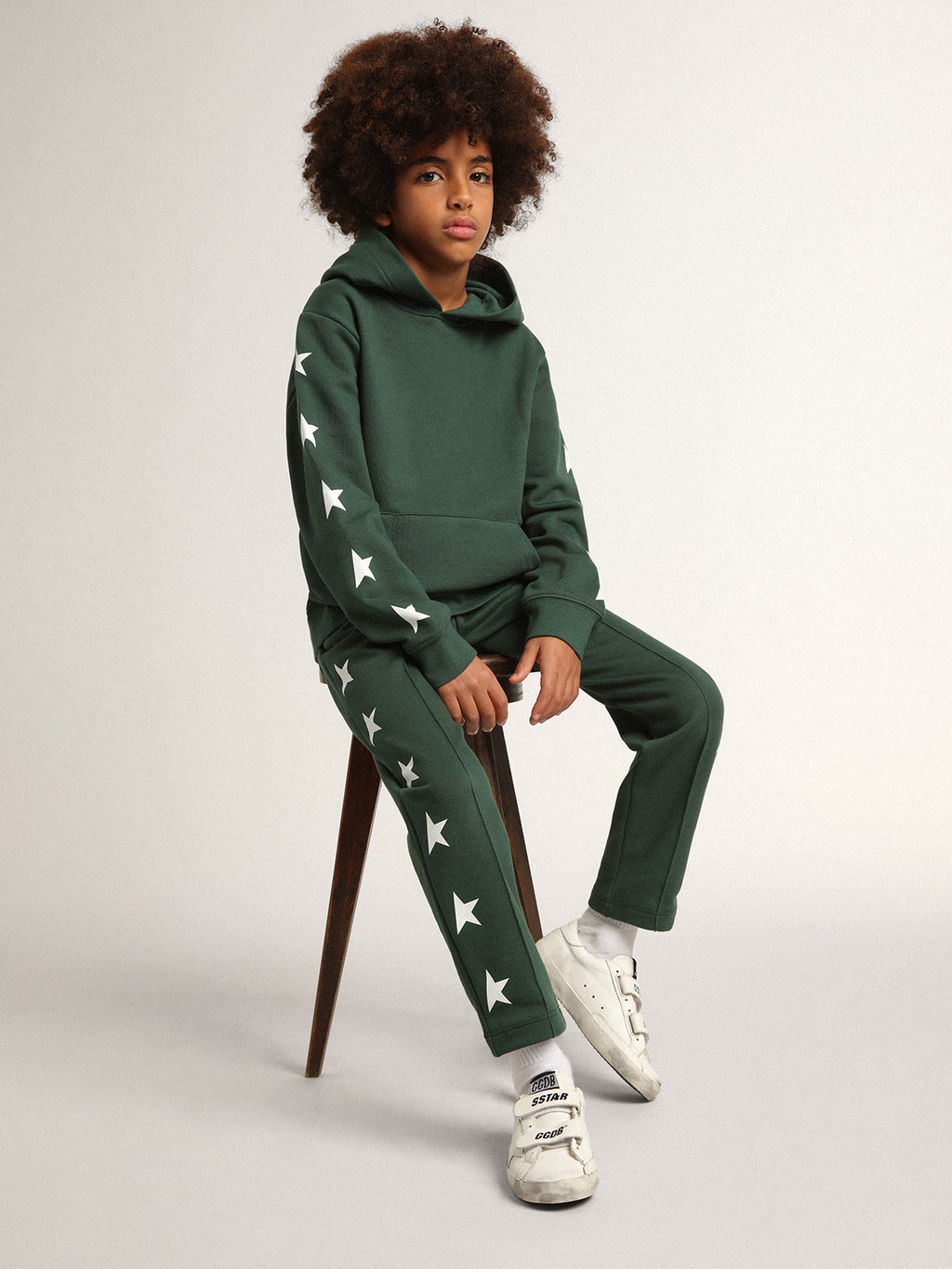 Bright green hooded sweatshirt| Golden Goose