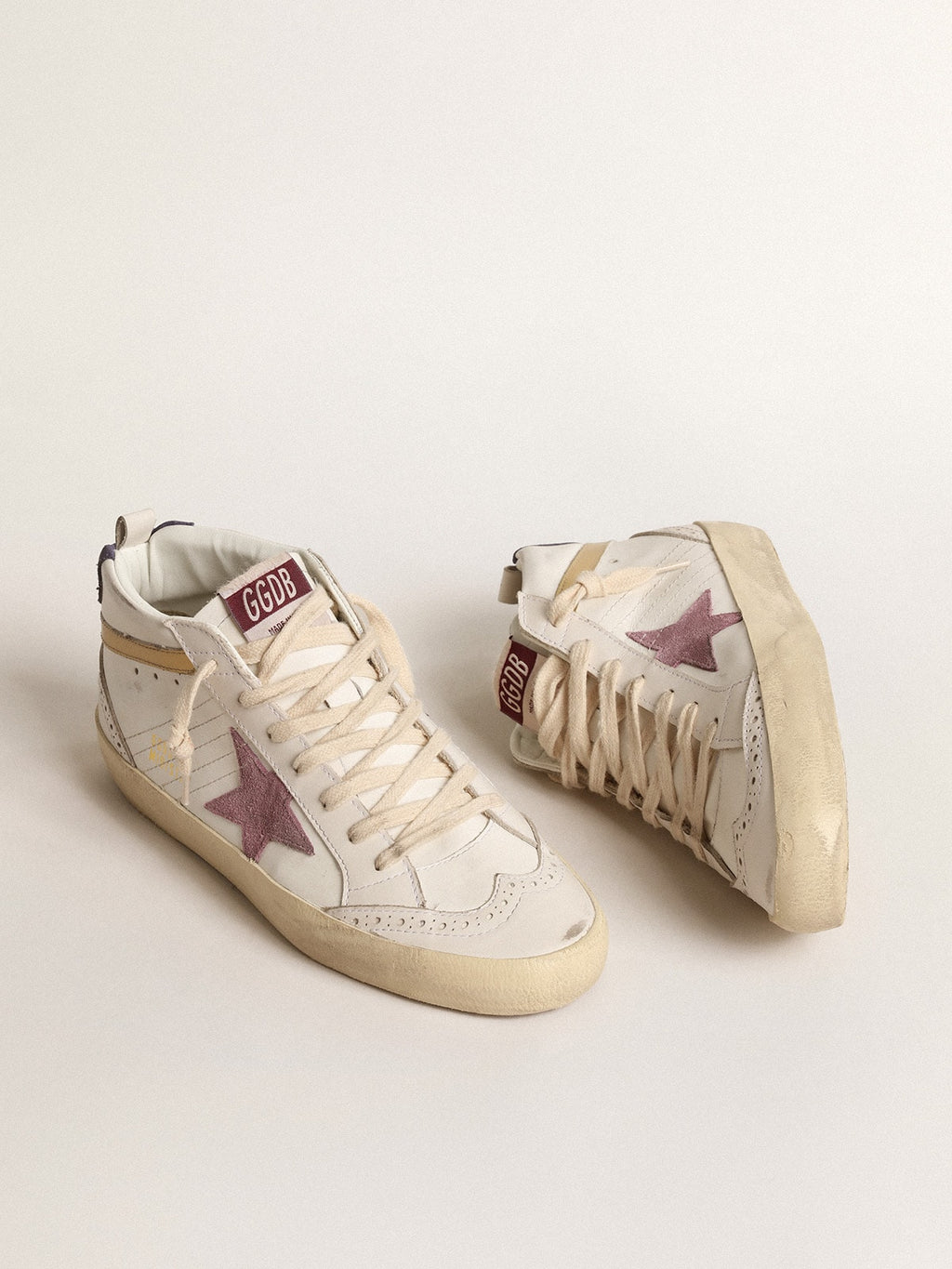 Mid Star with pink suede star and gold metallic leather flash| Golden Goose